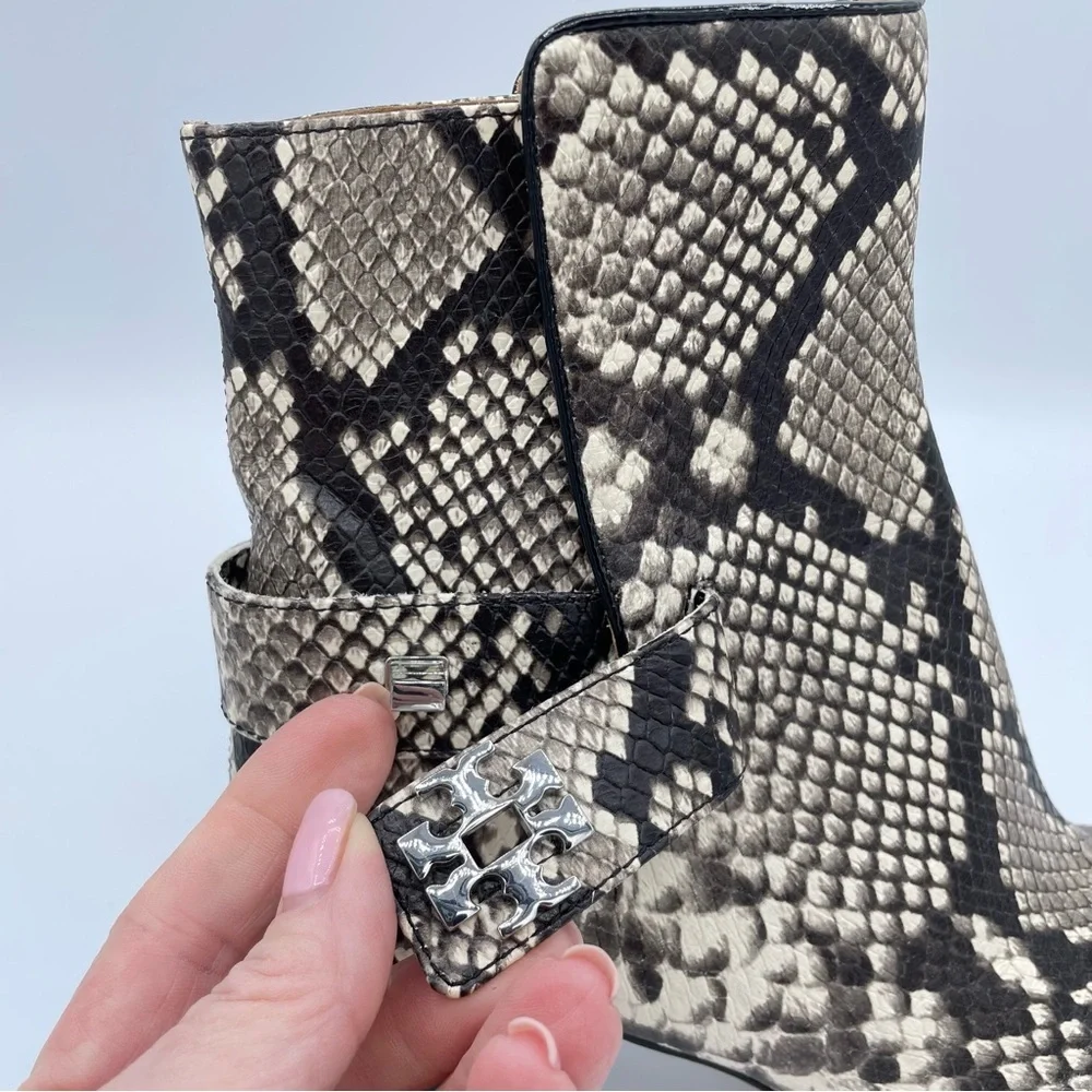 Tory Burch Kira Snakeskin Print Exotic Embossed Leather Boots 7 1/2